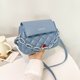 thumbnail image 2 of Bolso de hombro de cuero con entramado retro Bolsos de cadena de color puro para mujer (Azul) Likrtyny Para estrenar, 2 of 9