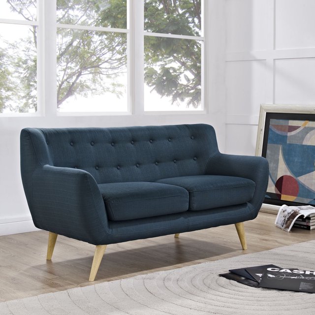 Modway Remark Modern Upholstered Fabric Loveseat in Azure Blue