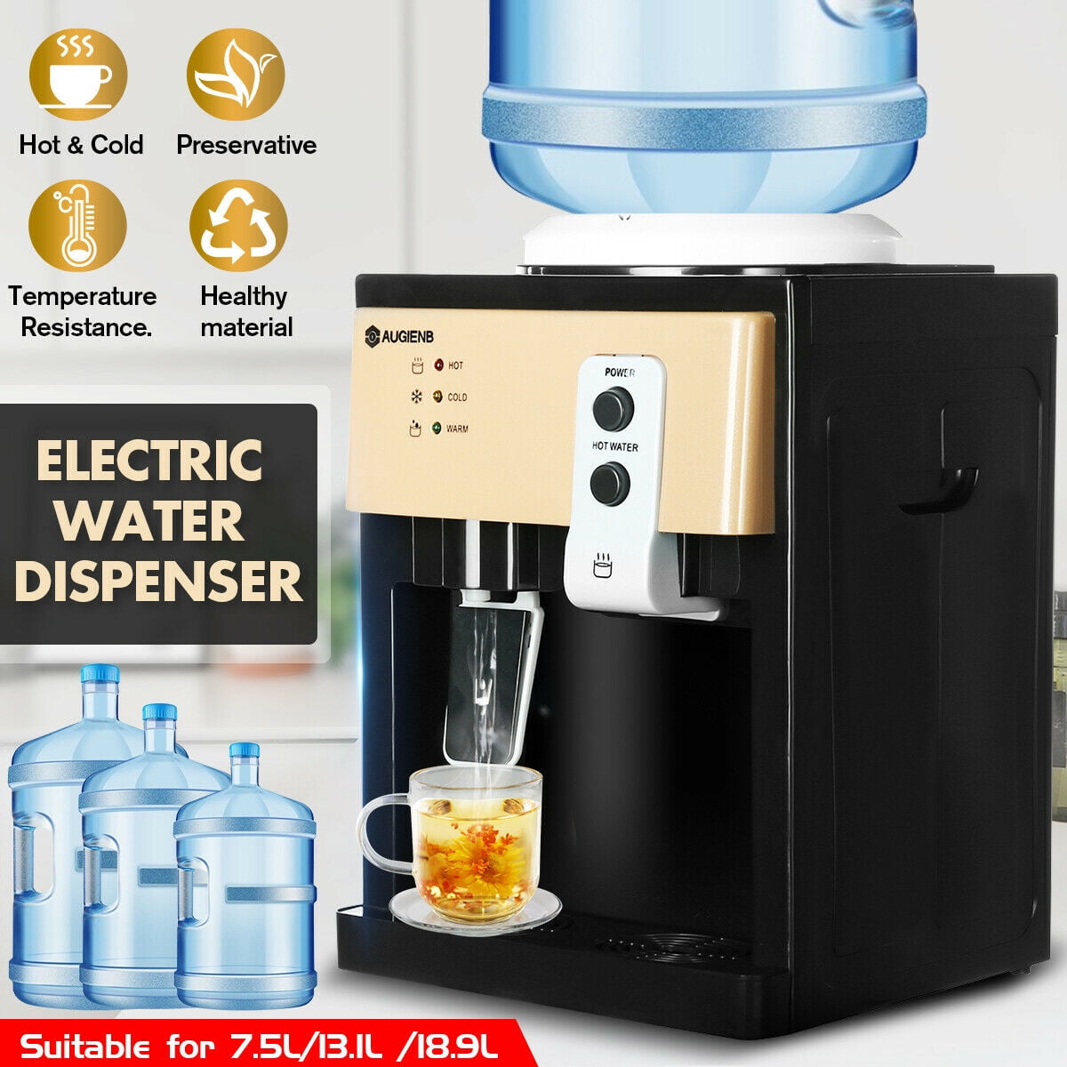 Stainless Steel Liner Countertop Water Dispenser Perfect For Offices And Meeting Rooms Table Top Loading Hot & Normal Temperature Water