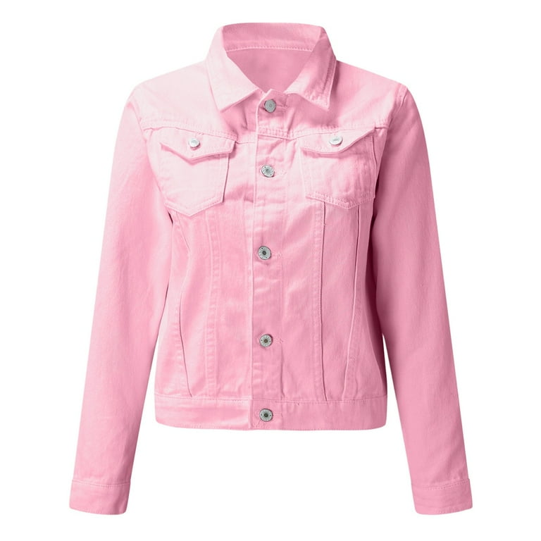 Jean Jacket Women Clearance Long Sleeve Button Classic Stylish - Main Image