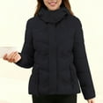 thumbnail image 2 of hoksml Women's Short Puffer Jacket with Detachable Hood, Plus Size Fashion Solid Color Winter Coat Versatile Zip Front Jacket, 2 of 7