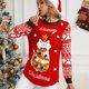 thumbnail image 4 of Otoño e Invierno nuevo jersey jacquard suéter navideño gatito de dibujos animados bordado suéter rojo, 4 of 4