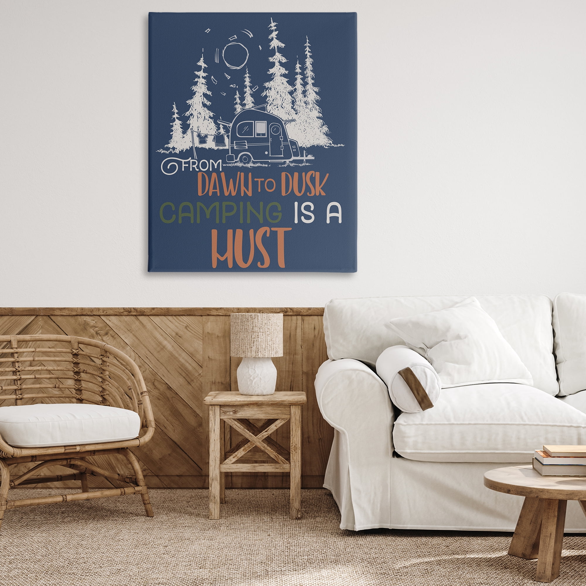 Stupell Industries Dawn to Dusk Camping Landscape Painting Gallery Wrapped Canvas Art Print Wall Art, 36 x 48