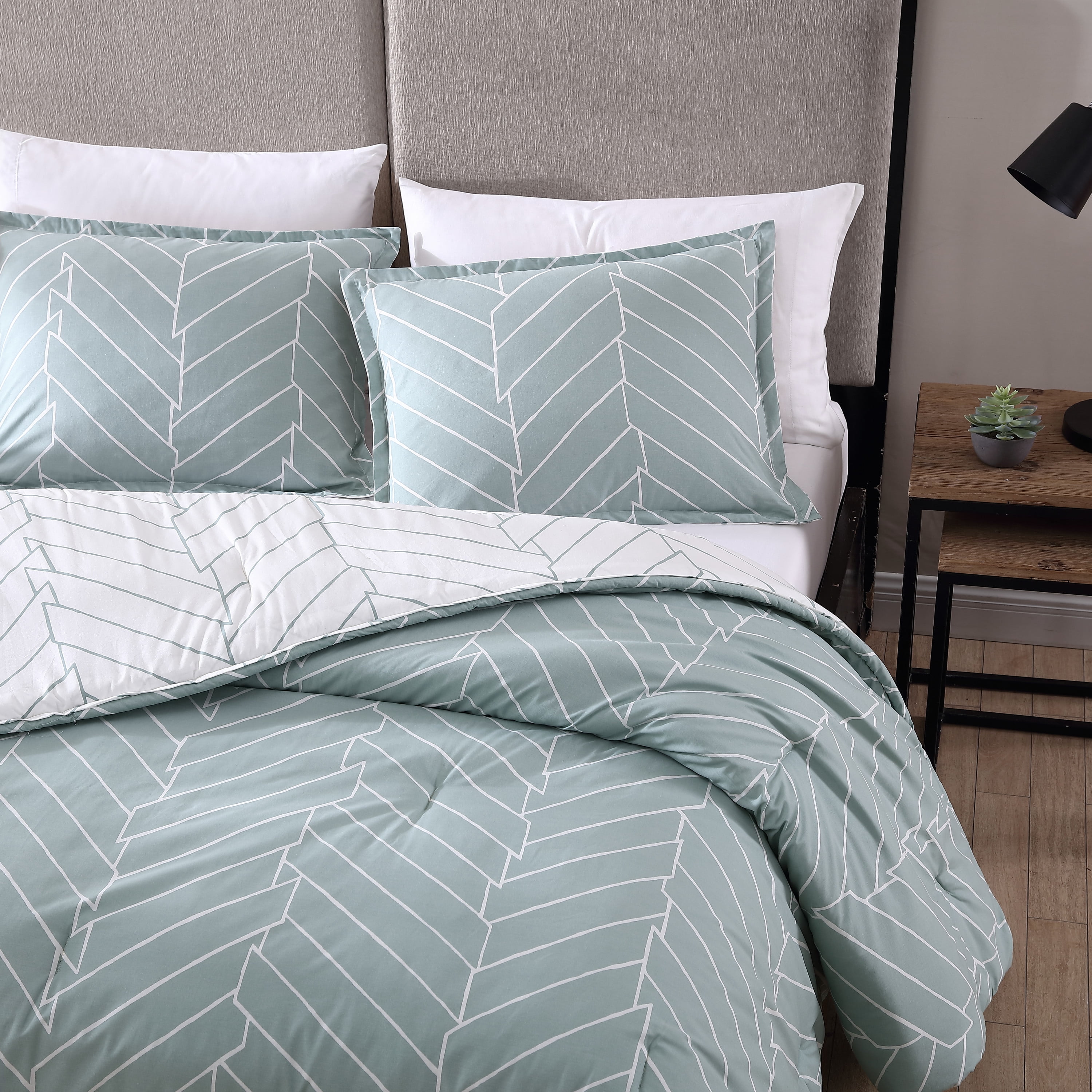 City Scene Ceres Collection Duvet Cover Set-100% Cotton, Reversible & Ideal for All Seasons, Softens with Each Wash, King, Mint