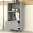 thumbnail image 2 of Storage Bookcase with 2 Open Shelves,Drawer and Heart-Shaped Cutout Drawer Handles,Storage Cabinet Organizer,Cupboard for Living Room, Bedroom, Home Office,Gray, 2 of 7