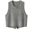 thumbnail image 2 of Bpmpbo Women's Cropped Cable Knit Vest Sleeveless Crewneck Pullover Casual Solid Color Sweater Vest, 2 of 7