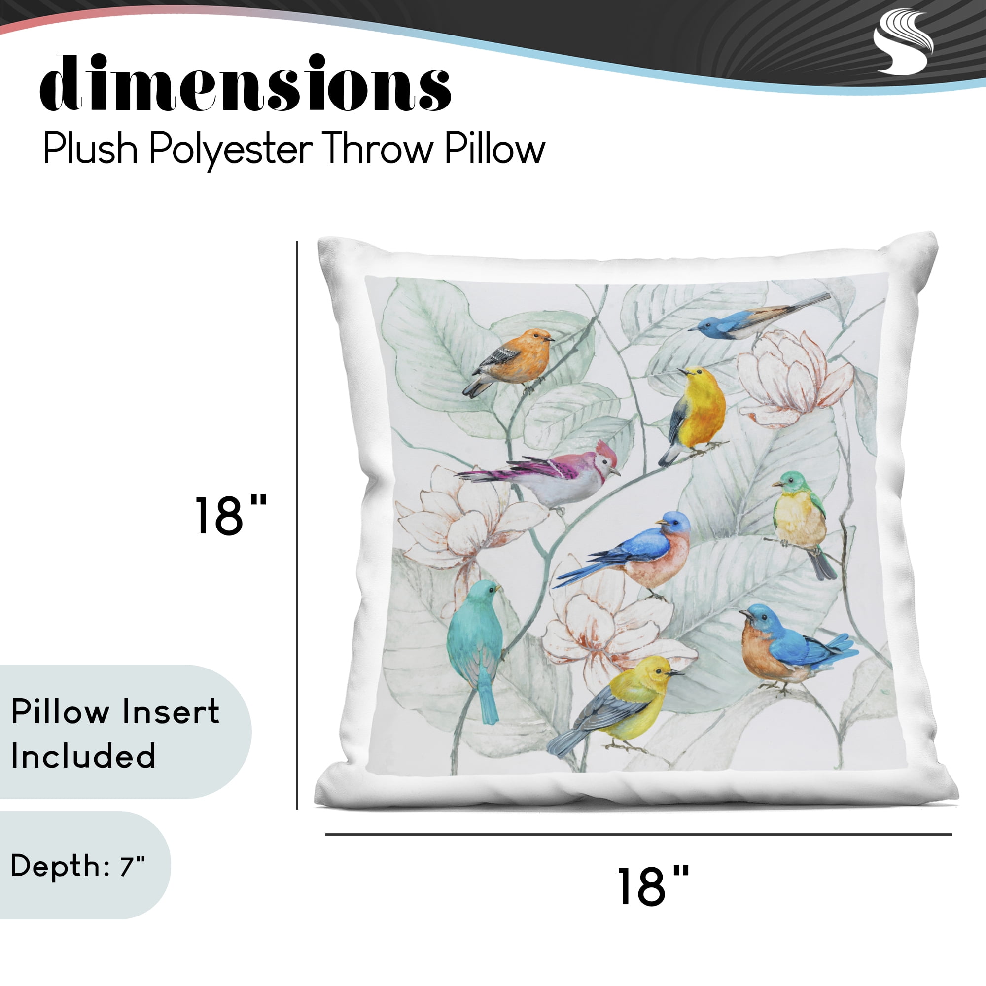 Stupell Industries Colorful Array of Birds Decorative Printed Throw Pillow, design by Lorenzo Collective