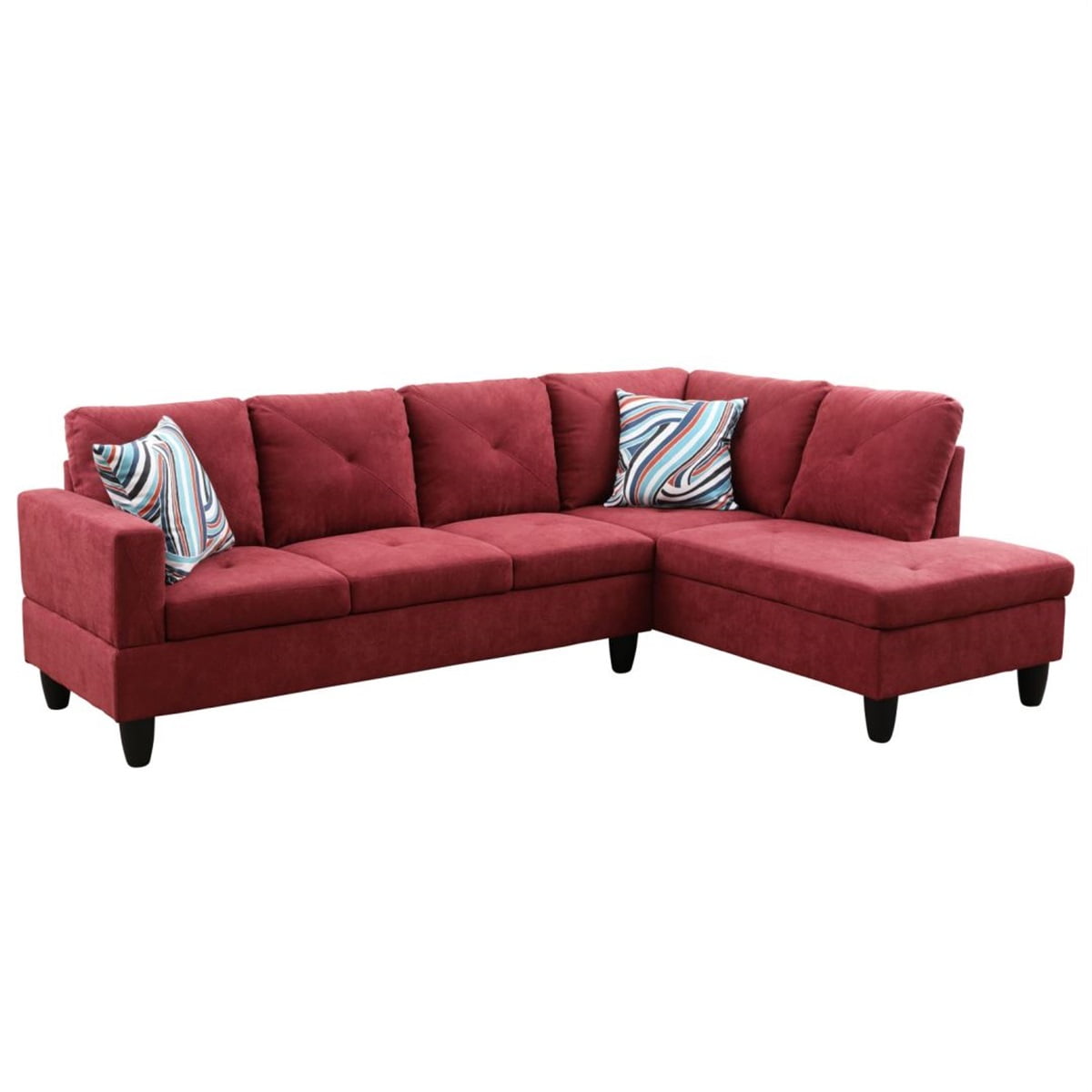 Hommoo 4 Seat Sectional Sofa Living Room Furniture Sets, Modern Flannelette L Shaped Couches and Sofas Model for Home, Red(No Ottomans)