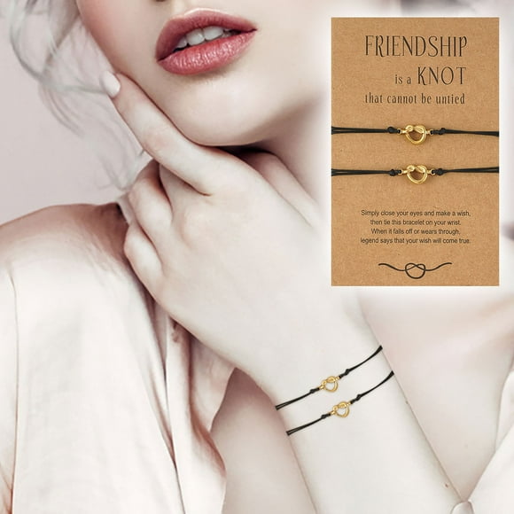 SIfdSeng Good Friend Good Sister Bracelet Forever Love Knot Matching Friendship Bracelet Card Knot Bracelet Red Bracelet Charm Bracelet Sterling Silver Spacers Bracelets for Women Silver