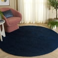 thumbnail image 2 of SAFAVIEH Lindsay Deborah Solid Polyester Shag Area Rug, Navy, 6'7" x 6'7" Round, 2 of 7