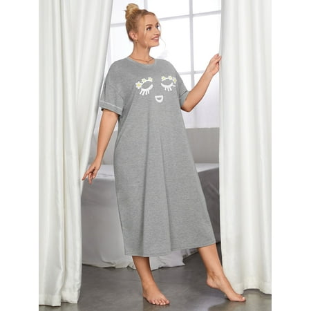 

Cute Women s Plus Figure Graphic Sleepshirt F220102Y Light Grey 3XL(18)