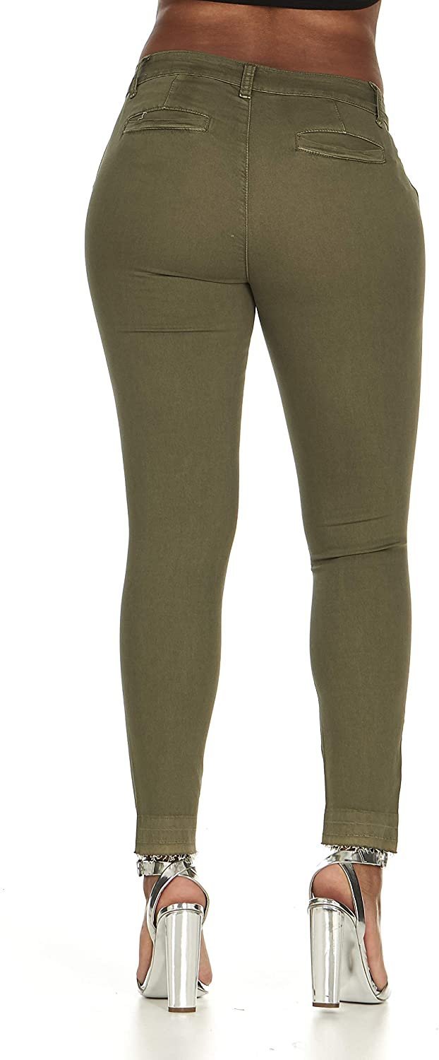 Cute Teen Girl Teen Girlss Skinny Jeans Trouser Pant Style Side Slant Pockets Juniors Size 7/8 Light Olive Green - image 2 of 6
