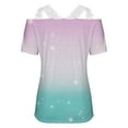 thumbnail image 5 of hopeusnice Women's Short Sleeve Summer Tops Fashion Solid Color Tunic Eyelet Hollow out Blouse Elegant Business Workwear Lace Crochet Cold Shoulder Shirts Embroidered V Neck T-Shirts Casual Loose, 5 of 5