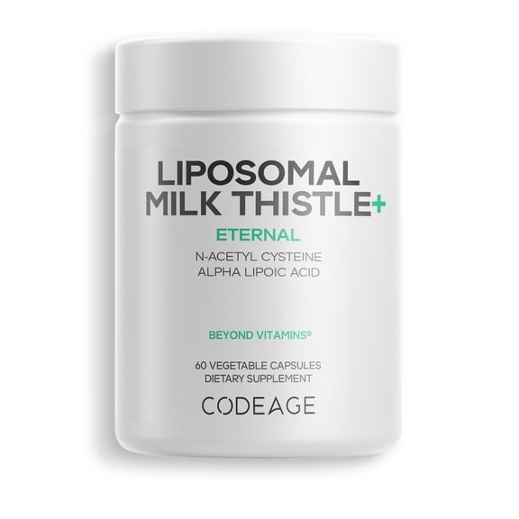 Codeage Liposomal Milk Thistle  Supplement - Silymarin from Silybum Marianum, NAC, Artichoke Leaf, Dandelion Root, Alpha Lipoic Acid, BioPerine, Liposomal Delivery - Non-GMO - 60 Capsules