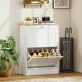 thumbnail image 2 of HOMCOM Slim Shoe Cabinet with 2 Flip Drawers Adjustable Shelves White, 2 of 10