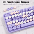 thumbnail image 5 of Arcwares Wireless Keyboard and Mouse Combo, Ergonomic Retro Typewriter Keycaps, 2.4GHz USB Receiver, Purple, 5 of 8