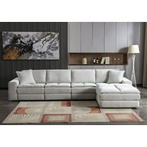 Roundhill Furniture Breton Contemporary 4-Piece Sectional Sofa with Ottoman