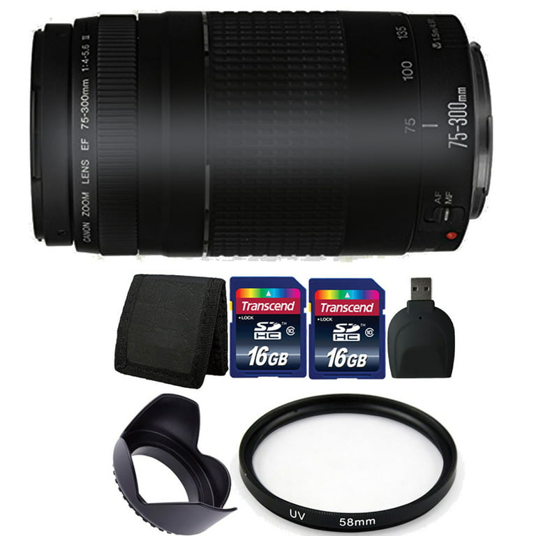 Canon EF 75-300mm f/4-5.6 III USM + UV Filter, 2 Lenses Kit for Canon T5 T6  T5i T6i 1200D 1300D