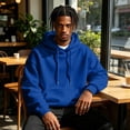 thumbnail image 4 of Delconic Men's Fleece Pullover Hoodie Loose Fit Ultra Soft Hooded Sweatshirt With Pockets Royal Blue S, 4 of 6