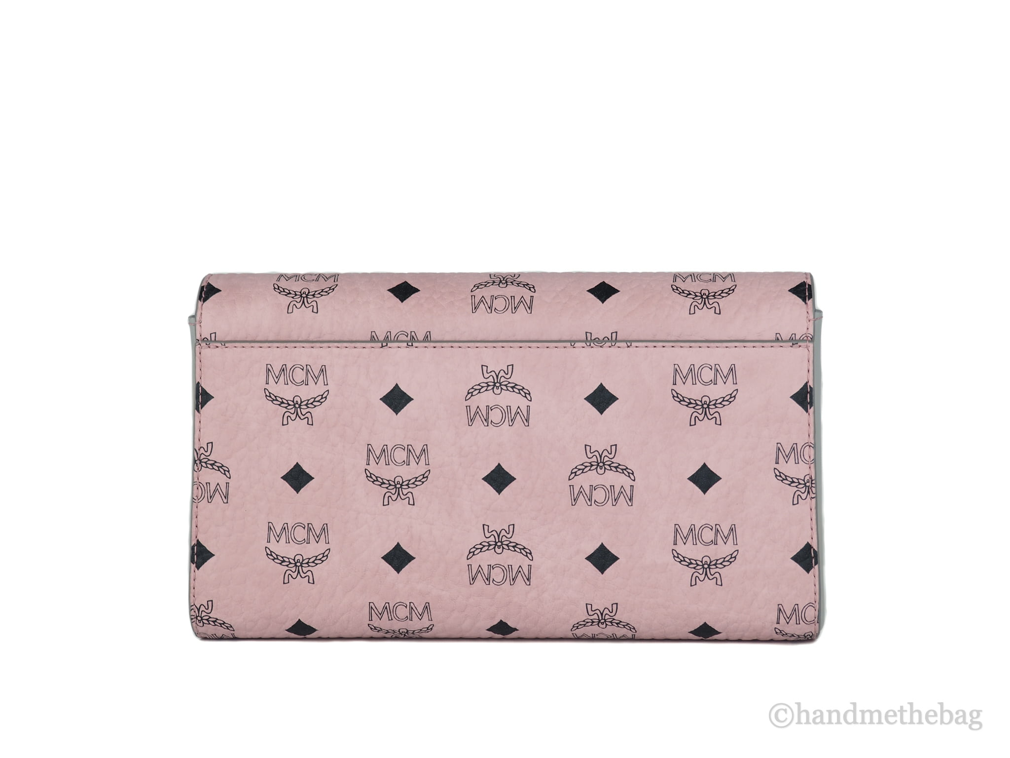 Mcm - Medium Soft Pink Signature Diamond Logo Leather Clutch Crossbody Handbag