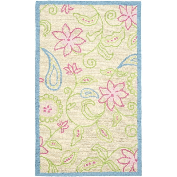 SAFAVIEH Kids Deandre Floral Area Rug, Ivory/Blue, 2' x 3'