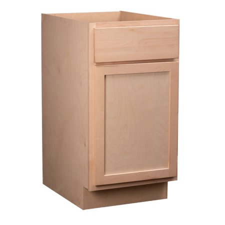 Quicklock RTA (Ready-to-Assemble) | Base Kitchen Cabinets - Shaker Style | 100% Hardwood | Made in America | Soft Close Hardware | Raw Maple  24   D x 15   W x 34.5   H