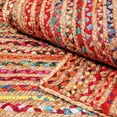 thumbnail image 4 of Indian Handmade Braided Natural Jute with Multi Cotton Area Rug 7 x 7 Feet Round (213 cm x 213 cm), Floor Decor Rugs/Carpet, 4 of 4