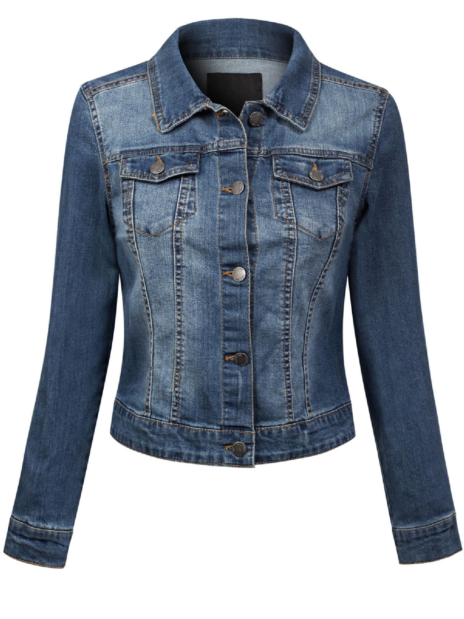 dark denim jean jacket womens