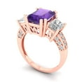 thumbnail image 2 of Three-Stone Engagement Ring for Women - 4.27ct Natural Amethyst in 18K Rose Gold Promise Ring, 2 of 6