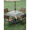 thumbnail image 5 of Square Outdoor Tablecloth with Umbrella Hole Sage Green Grey Striped Outside Table Cloth Waterproof Patio Table Cover Horizontal Lines Simple Minimalist Zipper Tablecloths for Picnic 60x60 Inch, 5 of 8