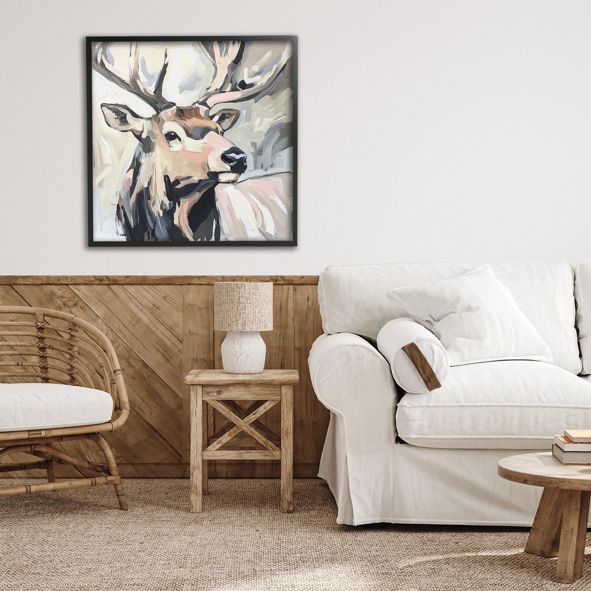 Stupell Industries Neutral Bull Elk Portrait Black Framed Giclee Art, design by Tina LeCour