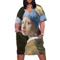 thumbnail image 2 of Chica con un pendiente de perla de Johannes Vermeer vestido suelto con bolsillo vestido de dama de honor mujer ropa de verano 2025, 2 of 7