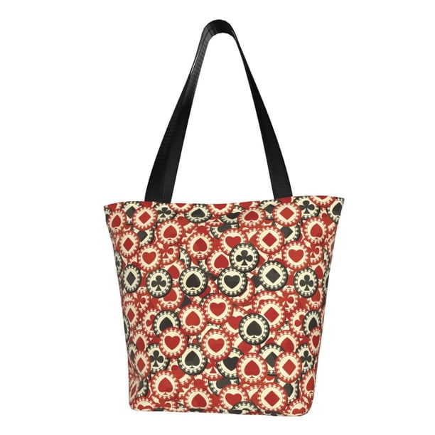 Balery Poker Chips Bolsa de Hombro con Diseño, Bolsa Grande y Duradera, Bolsa Versátil para Compras