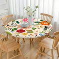 thumbnail image 3 of Floral Bohemian Print Round Tablecloth with Elastic Hem, 44 Inch Stretch Fit for Indoor Outdoor Dining & Party Decor, 3 of 7