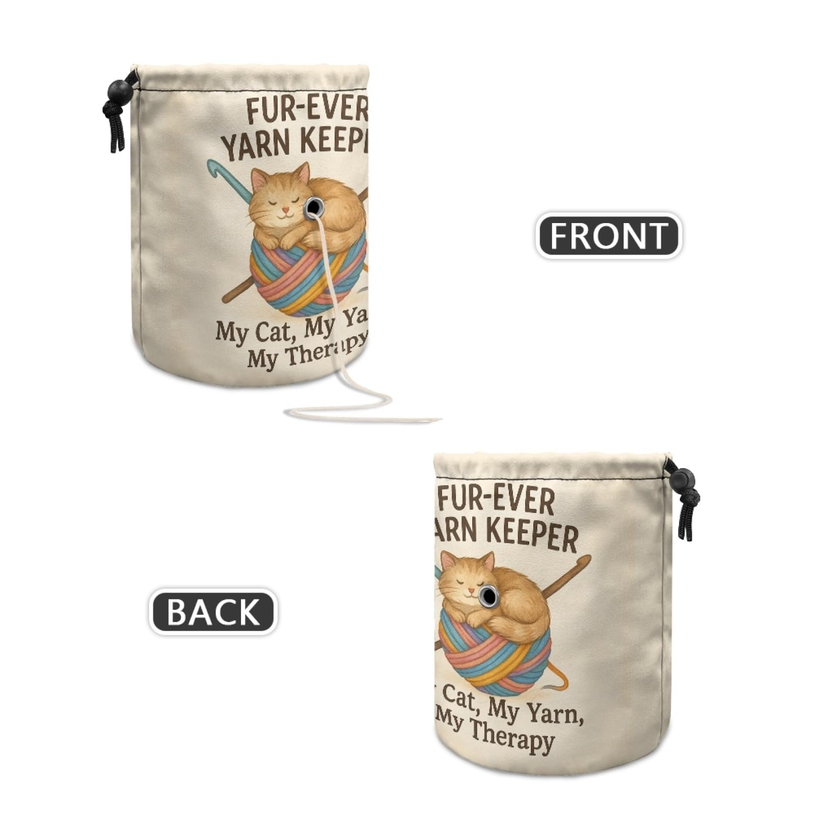 Crochet Knitting Yarn Organizer Bag – Cute Pet Design Canvas Tote for Yarn, Hooks, Needles & More | Ideal Storage for Crafters, Sewers & DIY Gift Givers