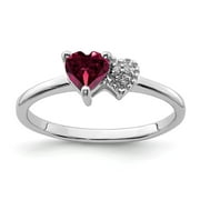 925 Sterling Silver Polished Created Ruby and Diamond Ring Jewelry Gifts for Women - Ring Size: 7 to 8