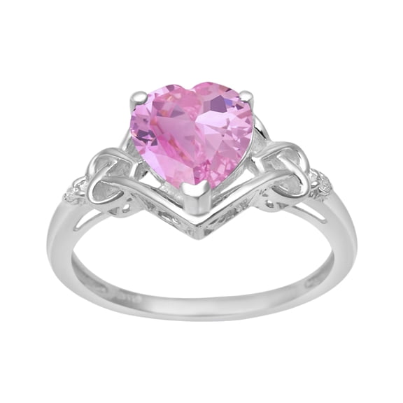 Mooneye 8 mm Heart Shape Pink CZ 925 Sterling Silver Valentines Day Gifts Women Love Ring