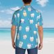 thumbnail image 4 of Balery Cute Healthy Teeth Camisas hawaianas de manga corta para hombre, camisas playeras de corte holgado, camisas de vacaciones con botones,3X-Large, 4 of 7