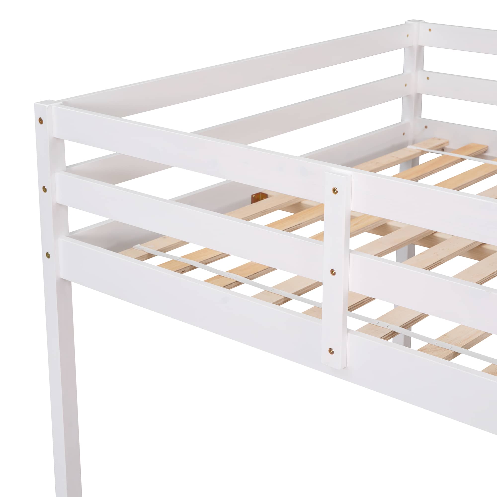 MAYEERTY Full Size Loft Bed with Ladder for Child, White