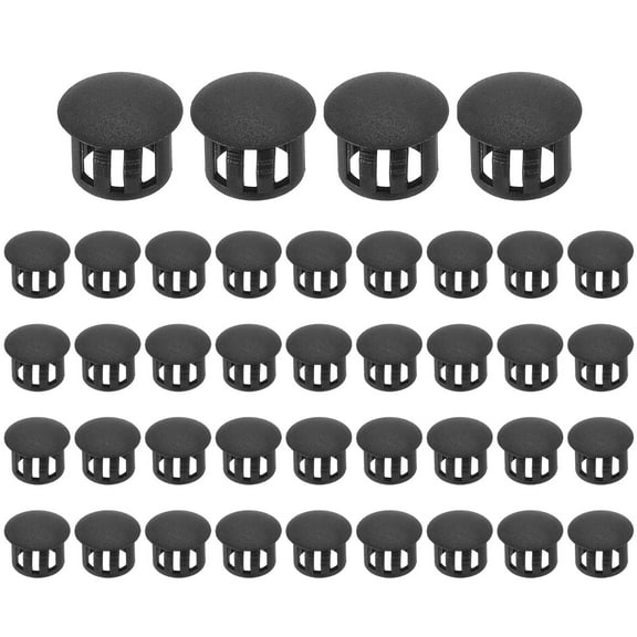 Uxcell 12mm/1/2" Plastic Hole Plugs, Flush Type Round Plug Snap in Locking Screw Hole Covers Black 40 Pcs