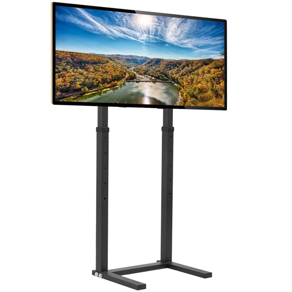 32-65" Metal Black Slim Floor TV Stand Mount Height Adjustable Bracket for Samsung Sony LG TCL LED LCD, 88lbs Capacity
