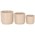 thumbnail image 6 of DecMode 7", 6", 5"W Pink Ceramic Geometric Planter with Layered Square Shaped Grooves (3 Count), 6 of 9