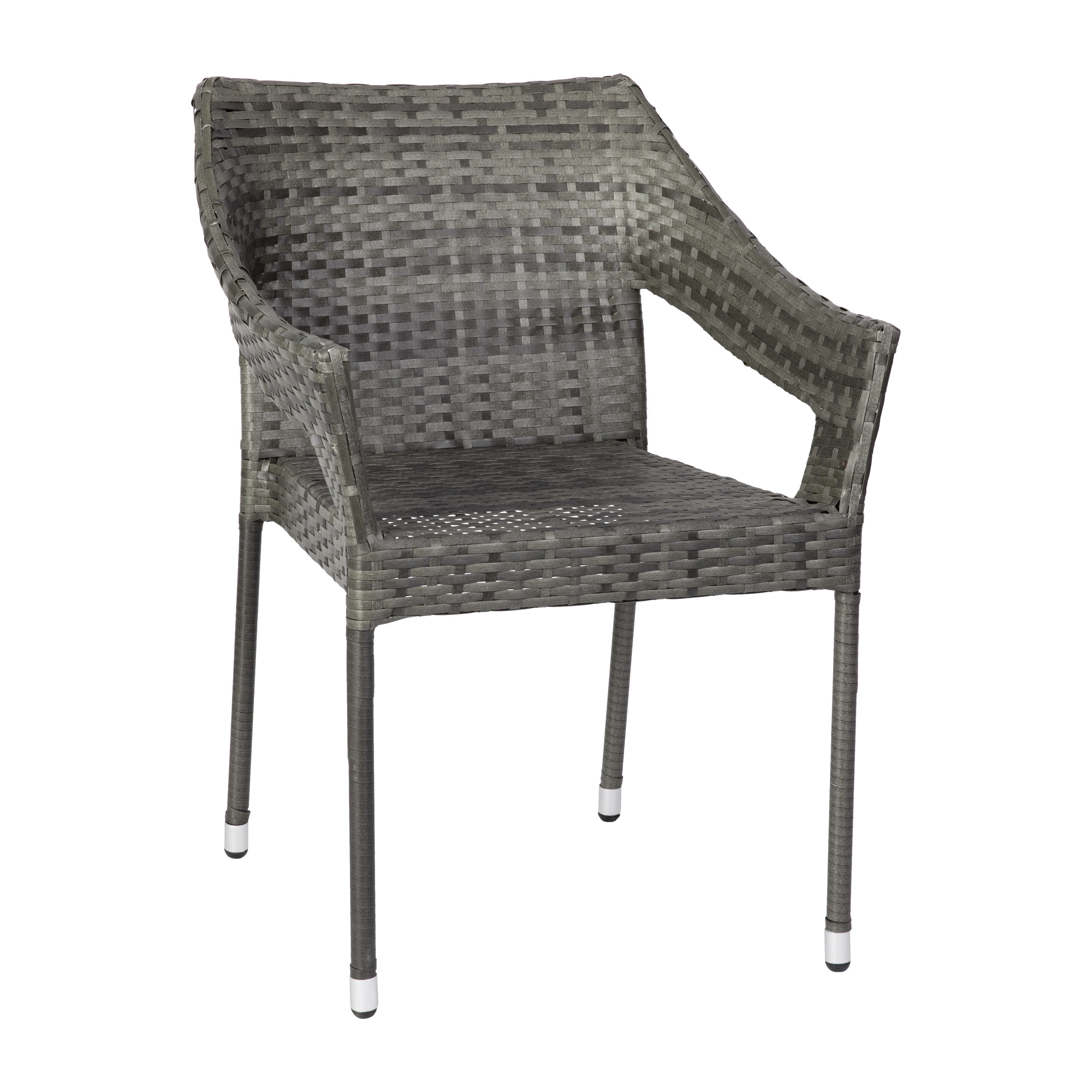 Merrick Lane Weather Resistant Indoor/Outdoor Stacking Patio Dining Chair with Steel Frame and PE Rattan - Gray