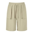 thumbnail image 5 of Quick Dry Athletic Shorts Men's Solid Color Casual Sports Elastic Waist Drawstring Pocket Shorts Khaki L, 5 of 9