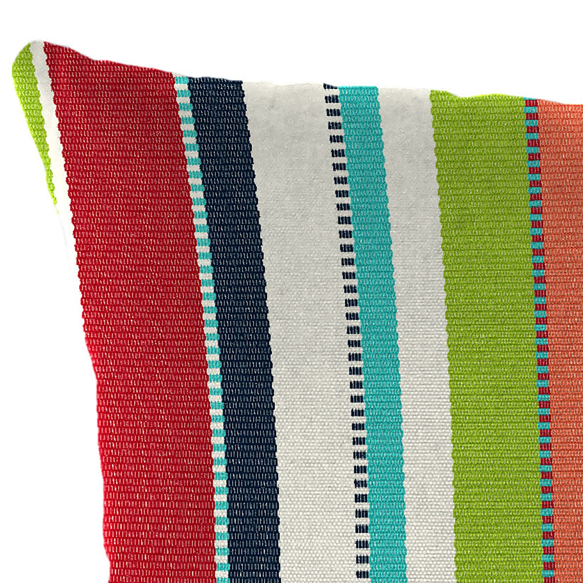 Jordan Manufacturing Sunbrella 16" x 16" Carousel Confetti Multicolor Stripe Square Outdoor Throw Pillow