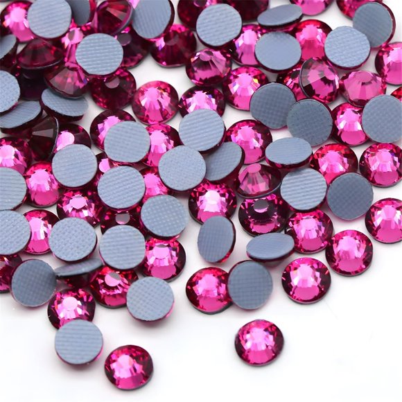 Hotfix Rhinestones Flatback Glass Rhinestone 6000PCS SS6 1.9-2.0MM Gemas redondas para uñas Arte Glitter Cristales Piedra DIY Bolsas Ropa Zapatos (Rosa rosa)