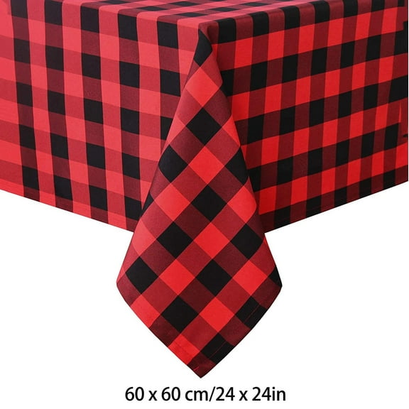 Guanhe Christmas Tablecloth Red and Black Plaid Winter Table Cover Waterproof Stain Resistant Rectangle Christmas Dining Table Cloth for Xmas Holiday Party,24''x24''