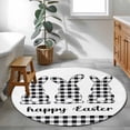 thumbnail image 3 of Round Rugs 3.3 Ft, Bunny Easter Non Slip Area Rugs for Kitchen Bedroom Entryway, Black White Plaid Rabbits Washable Carpet Runner Rug Floor Mats for Bedroom Home Decor, 3 of 8