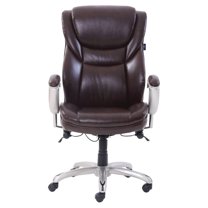 Serta Emerson Executive Task Chair, Supports Up to 300 lb, 19" to 22" Seat Height, Brown Seat/Back, Silver Base