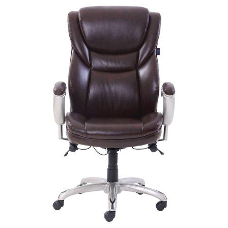 Serta Emerson Executive Task Chair, Supports Up to 300 lb, 19" to 22" Seat Height, Brown Seat/Back, Silver Base